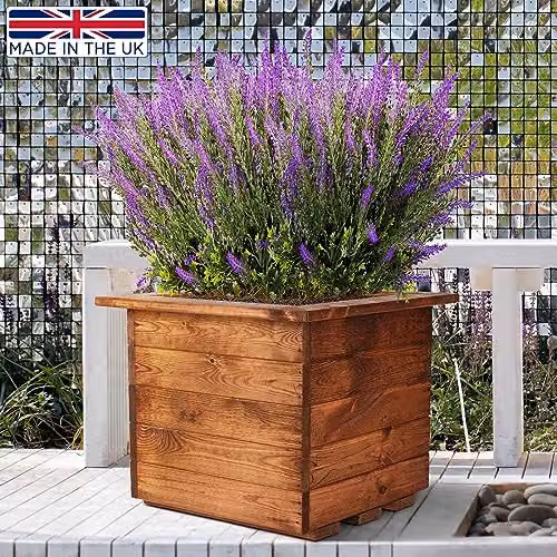 Hortico Set of 2 Brown Wooden Square Garden Planters, 47 cm – 4