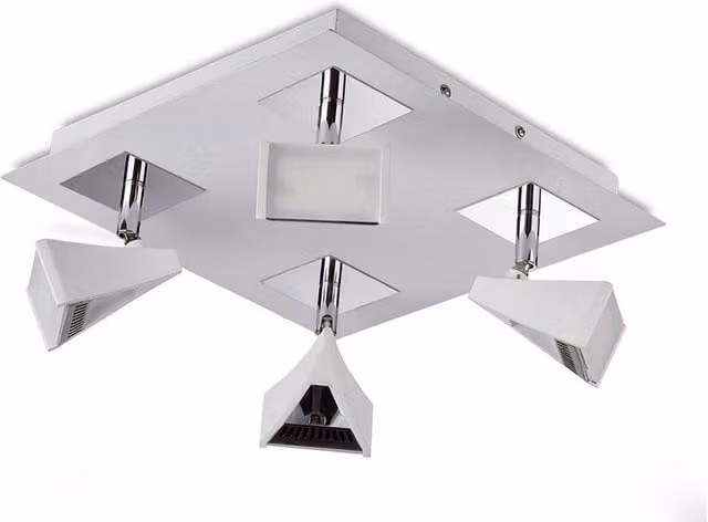 Netlighting Filippo 4 Light LED Square Surface Mounted Spot Light in White and Chrome, 20W, 1750lm, Warm White