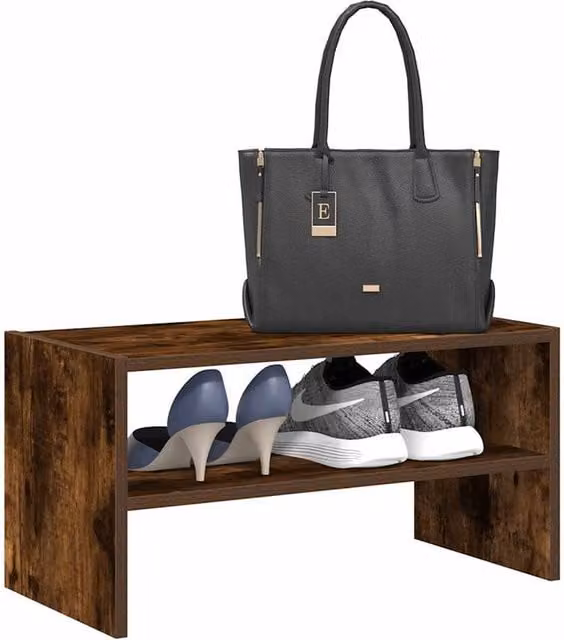 Berkfield Home Stackable Shoe Rack in Smoked Oak Brown, W/D/H: 60 x 30 x 30.5 cm