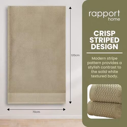 Rapport Home Eden Weave 2-Pack Cotton Bath Towels in Green, W/D/H: 70 x 120 cm – 4