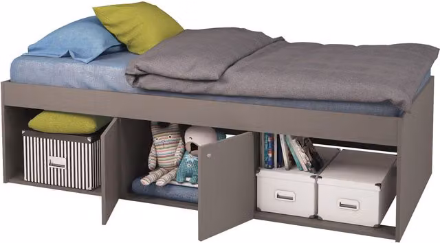 Kidsaw Mid Height Grey Single 3ft Cabin Bed with Side Compartments – 1