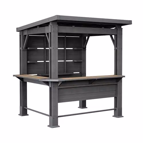 Keter Signature Bar Gazebo in Brown with Built-In Counters and Footrails – 1