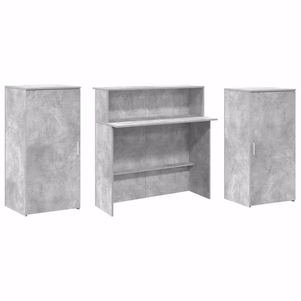 Berkfield Home Reception Desk in Concrete Grey, W/D/H: 200 x 50 x 103.5 cm – 2