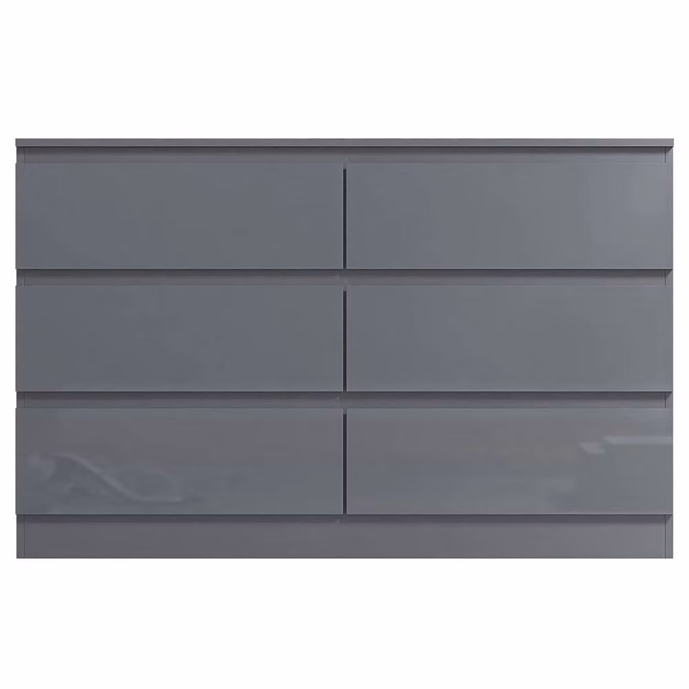 FORGEVIO Grey Gloss 6 Drawer Chest of Drawers – 2
