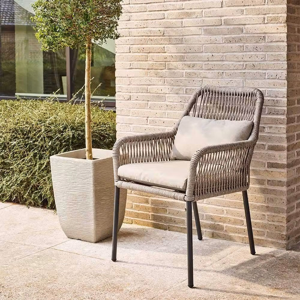 Leisure Grow Celia Modern Grey Rattan and Metal Dining Chair