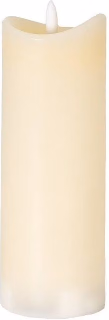 Lemon Pavilion Natural Glow Melted LED Pillar Candle in Cream and Beige, H x W x D: 20 x 7 x 7 cm