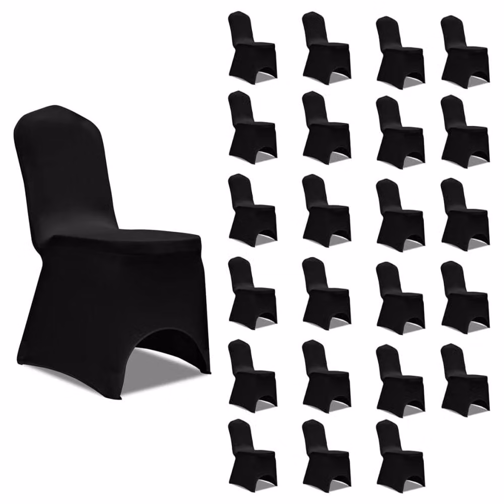 Berkfield Home Black Stretch Elastic Dining Chair Covers, 24 Pack – 2