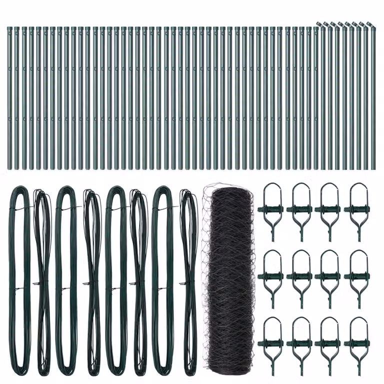 Berkfield Home Grey Powder-Coated Steel Hexagon Wire Mesh Fence, H: 60 cm x L: 100 m