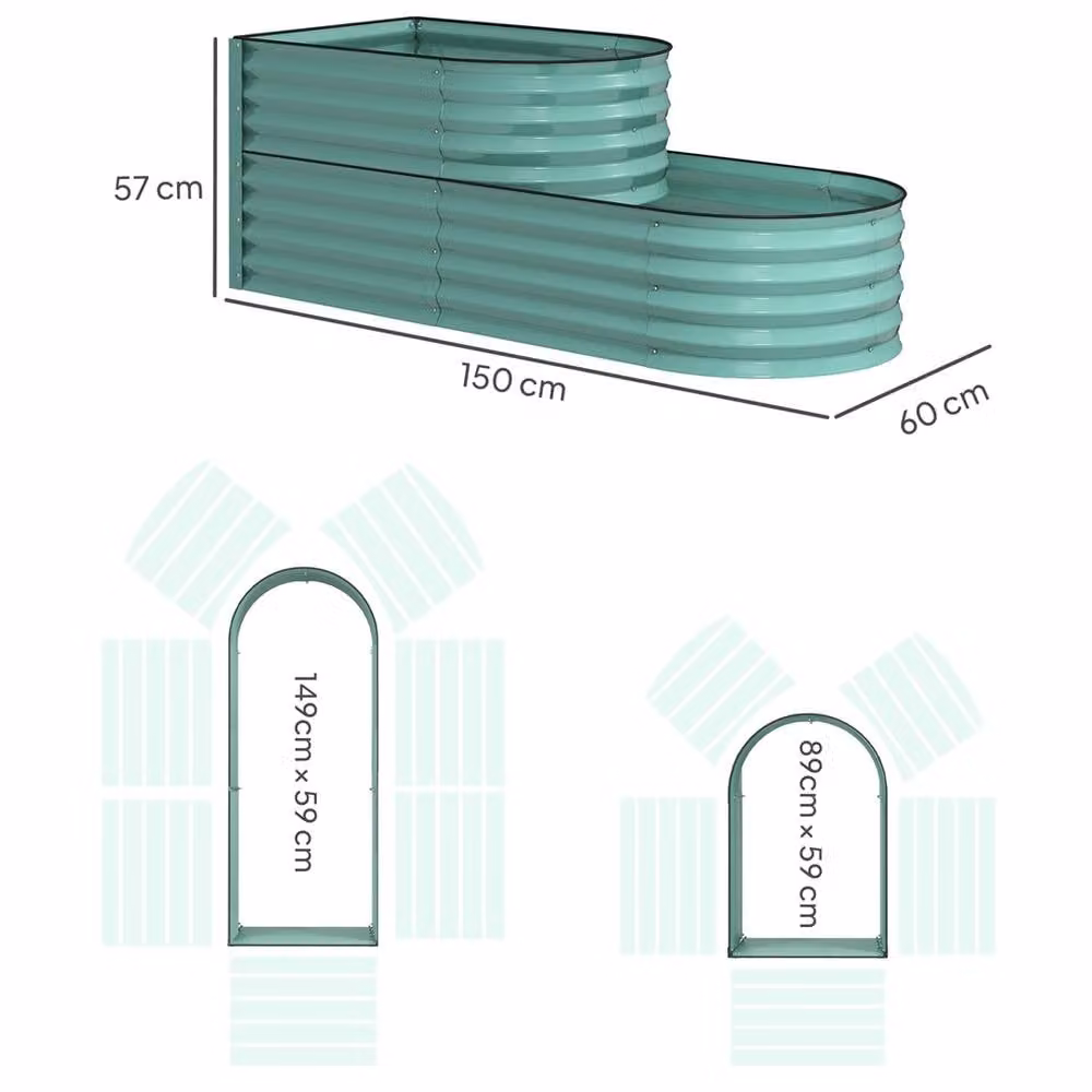 EONLION Green Galvanised Steel Planter Tub, W/D/H: 150 x 60 x 57 cm – 2