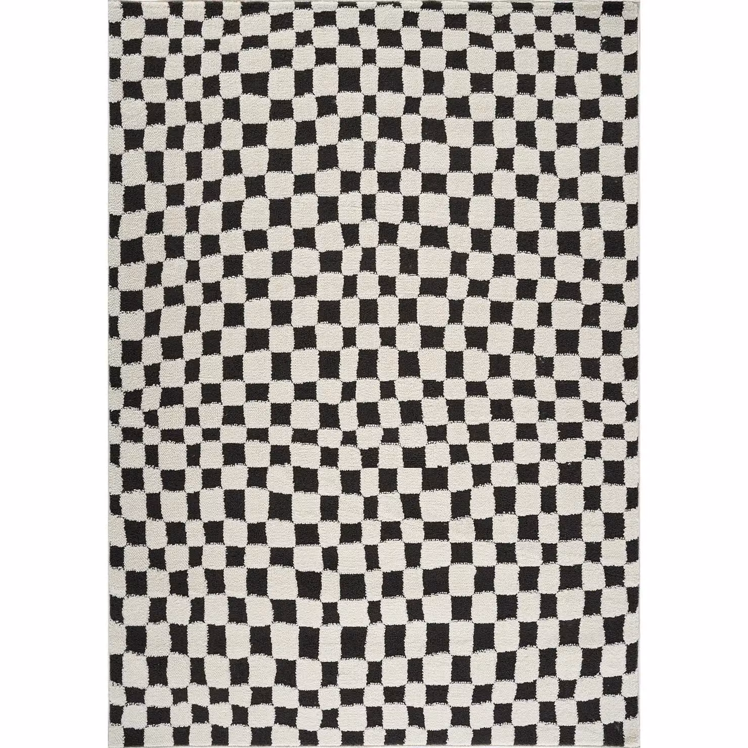 Livabliss Freud Modern High Pile Checkerboard Living and Dining Room Rug in Black and Brown, W: 160 cm, L: 215 cm – 2