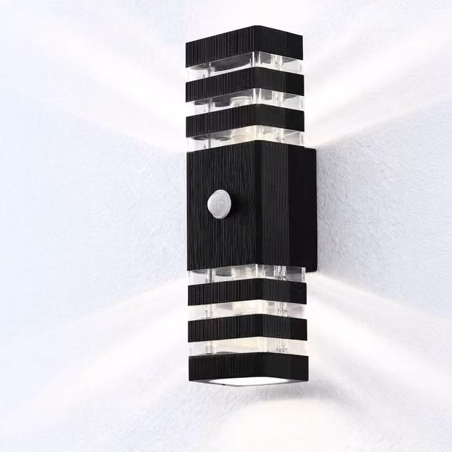 KlausPeter Wolf Modern Rectangular Up and Down Wall Light for Garden and Front Door in Black and White – 1
