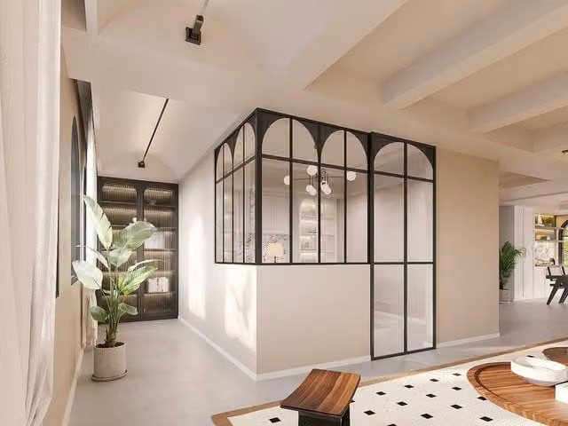Vente-unique Art Deco Angled Studio Glass Roof in Black Powder-Coated Aluminium, W: 120 cm, L: 130 cm