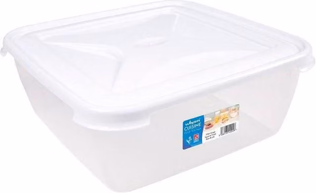 Wham Cuisine Large Square Food Box with White Snap Lid, 10 l