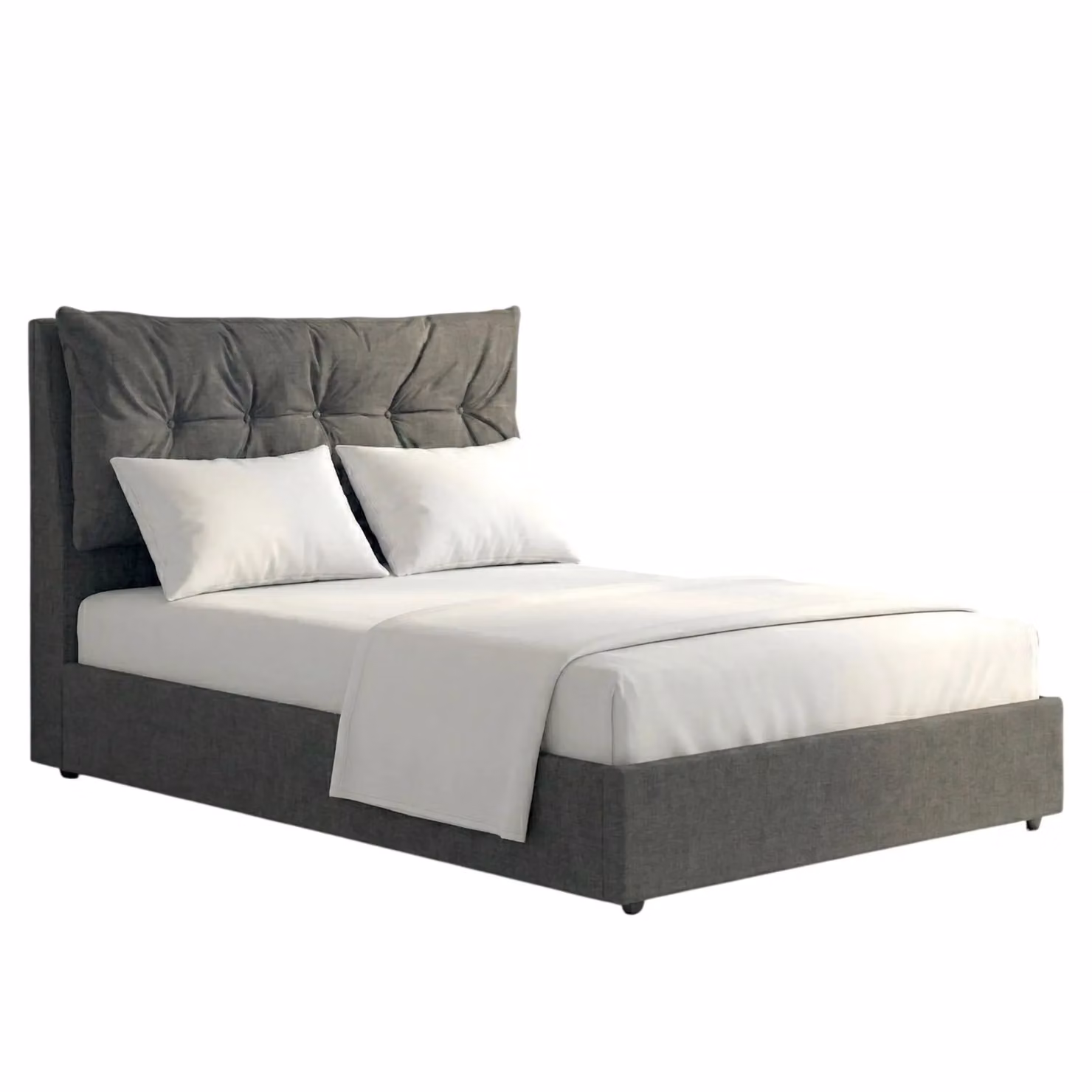 OAT Home Prestbury Upholstered Ottoman Storage Bed Frame with Pillow Headboard in Anthracite Grey, W/D/H: 140 x 200 x 145 cm – 4