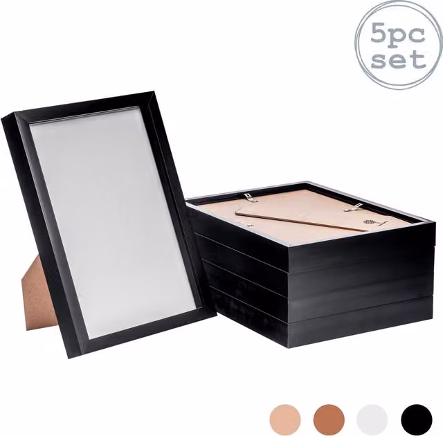 Nicola Spring 3D Shadow Box Photo Frames, Pack of 5, Black or Grey, A4, W: 20.32 cm x H: 30.48 cm x D: 3.5 cm – 3