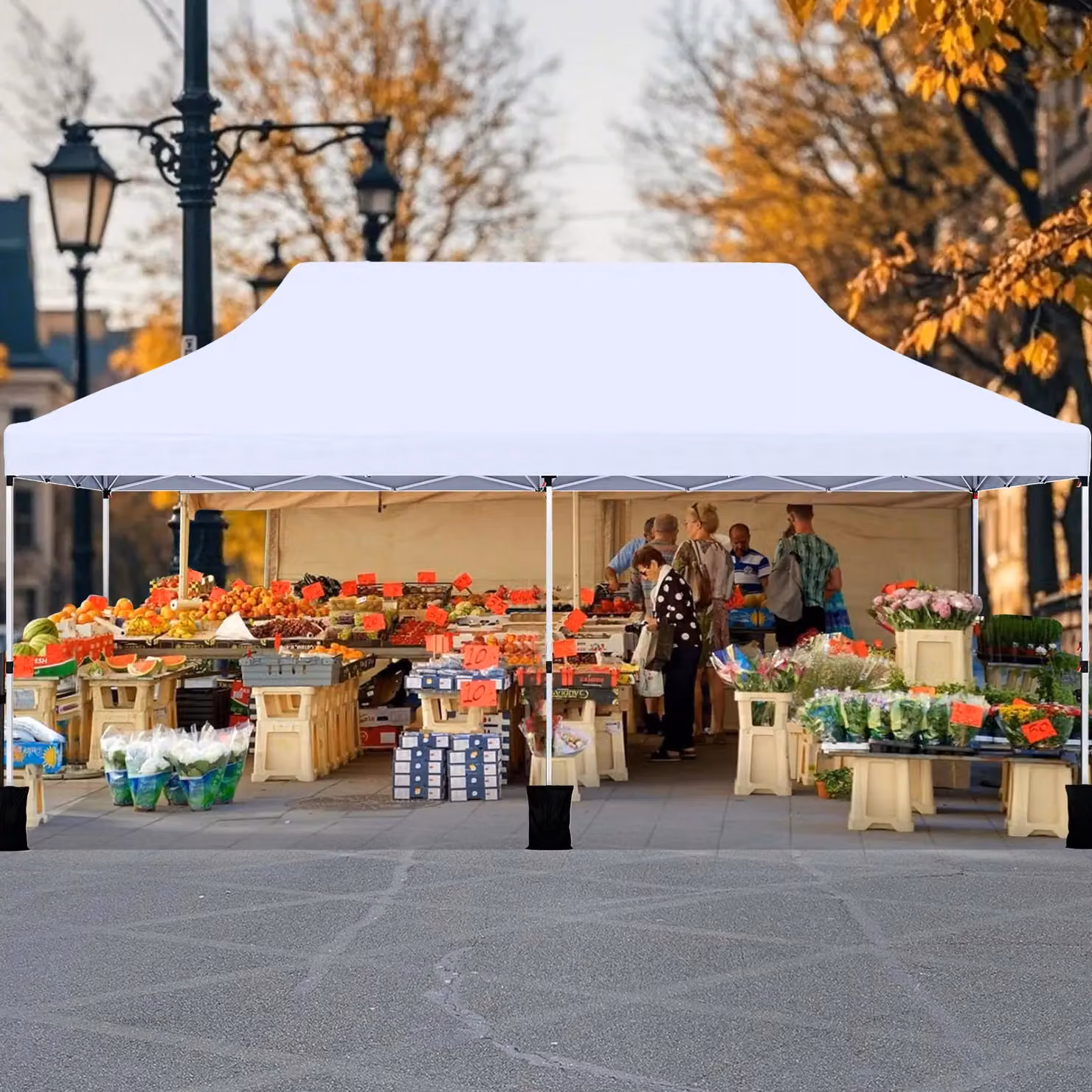 Costway White Pop-up Canopy Tent Gazebo with Carry Bag, W: 6 m, D: 3 m – 3