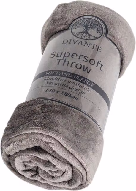 Divante Supersoft Fleece Throw in Grey, W/D/H: 180 x 140 cm