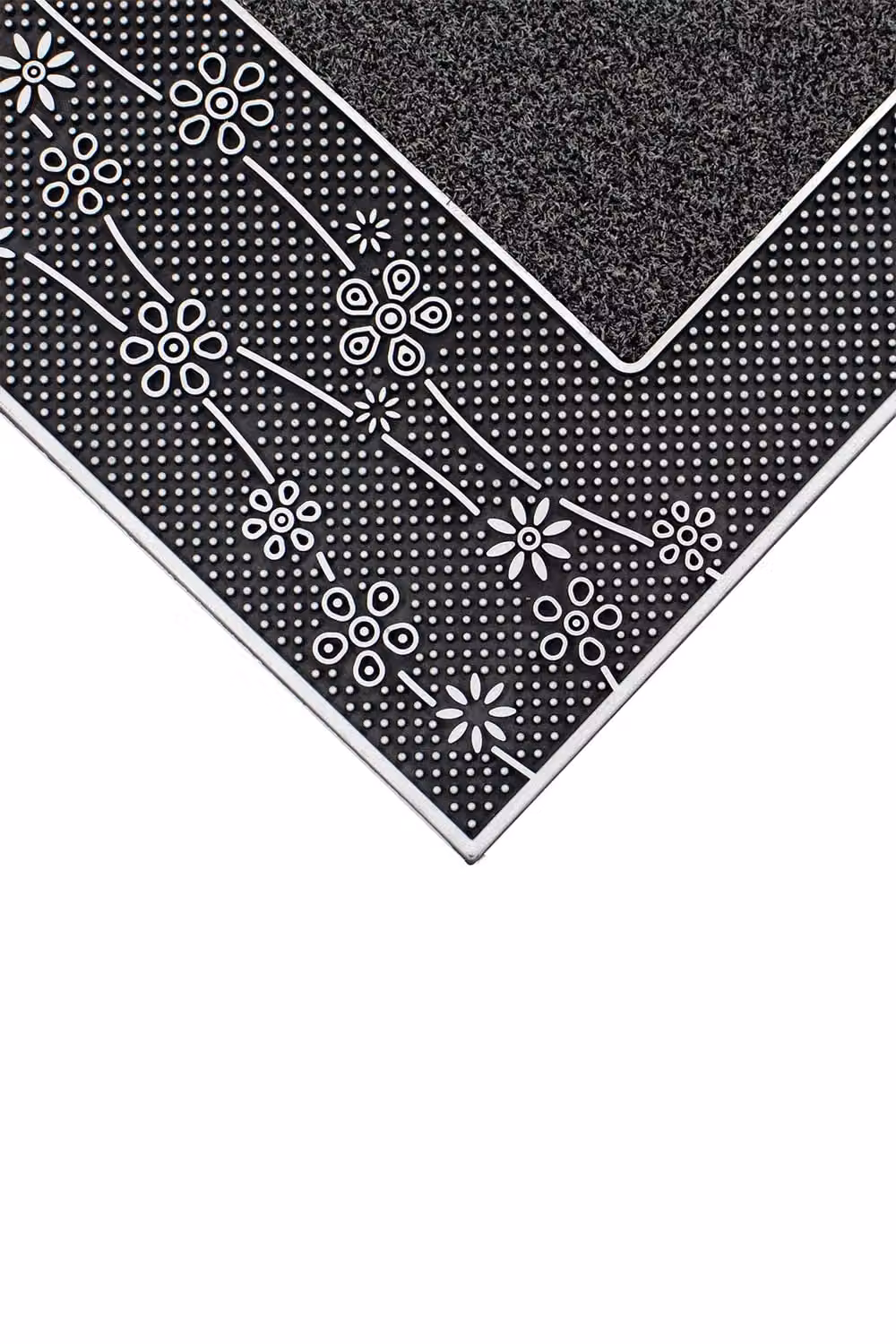 JVL Daisy Floral PVC Pin Scraper Doormat, Silver, W: 45 cm, D: 75 cm – 4