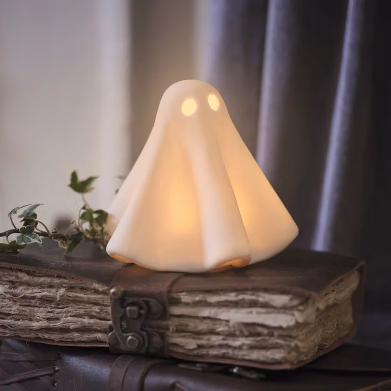 Lights4fun Gerald the Ghost White Porcelain LED Halloween Tabletop Decoration