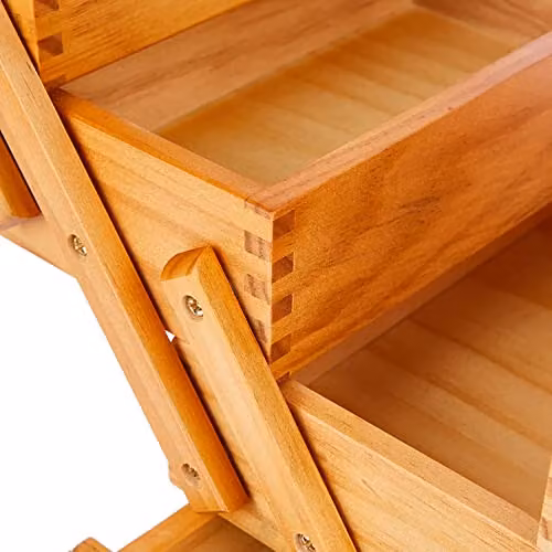Hobbygift GB8450 Cantilever 3 Tier Sewing Box in Light Wood, W: 31 cm, H: 25.2 cm, D: 23 cm – 3