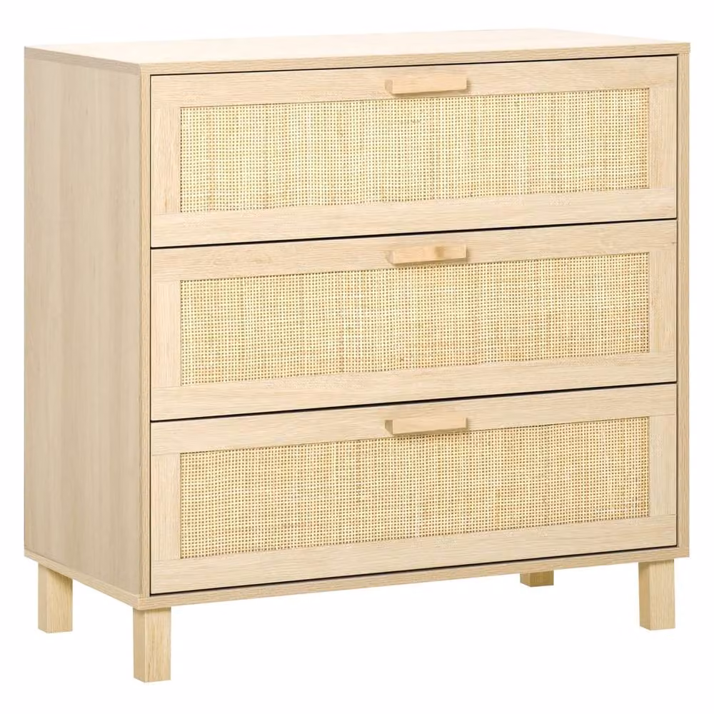 Wyld Haus Doyo Boho 3 Drawer Chest in Natural Rattan and Wood, Beige and Sand – 2