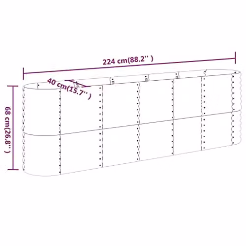 Bussandri Green Steel Garden Planter Tub W/D/H: 224 x 40 x 68 cm – 4