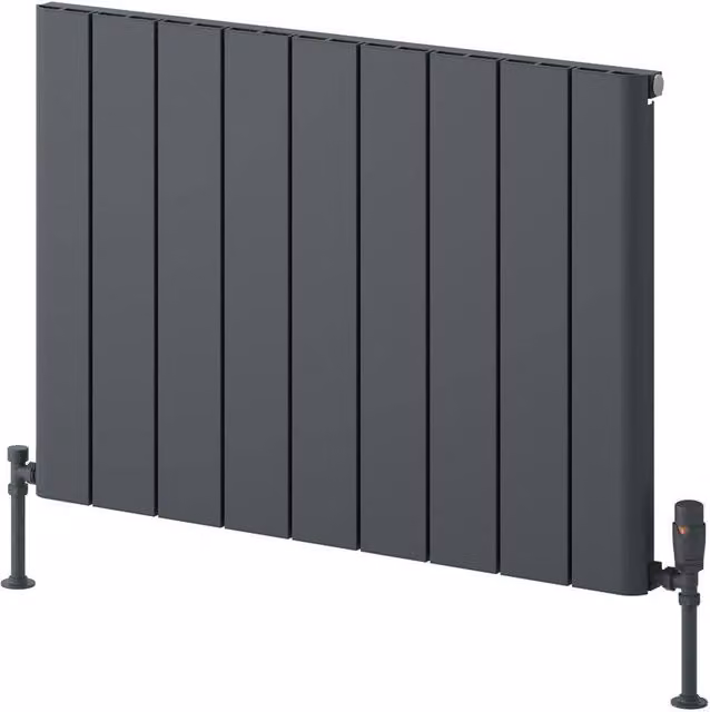 Bathroom Kingdom Resia Anthracite Designer Flat Panel Horizontal Aluminium Radiator, W: 60 cm, H: 85 cm, Grey