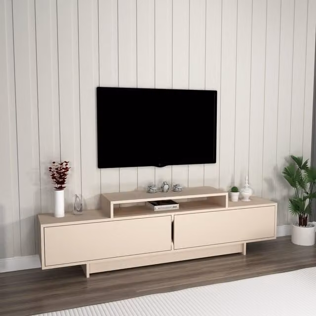 Destina Home Modern TV Stand and Entertainment Centre with Storage Cabinets in Beige