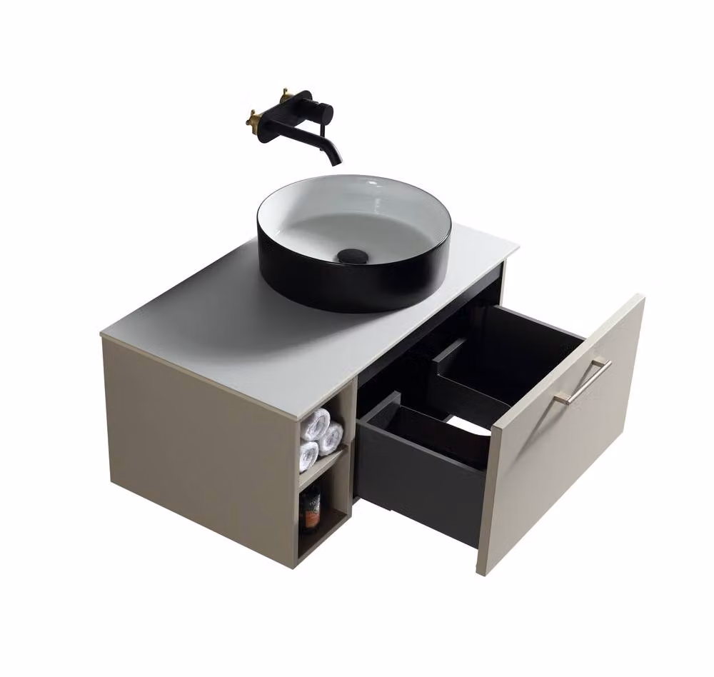 Bathroom Kingdom Piatta Soft Coffee Wall Hung Basin Vanity in Taupe – 2
