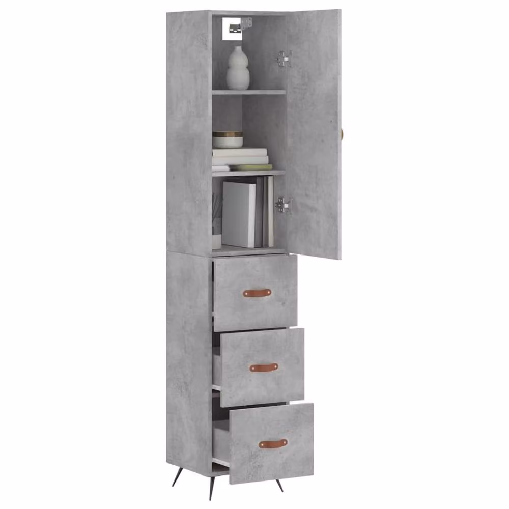 Berkfield Home Highboard in Concrete Grey, H 180 x W 34.5 x D 34 cm – 2
