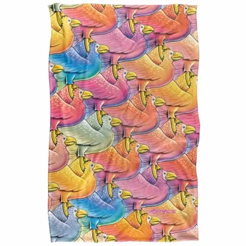 JQ Licensing Royce Mcclure Flocking Birds Pattern Super Soft Fleece Throw Blanket, Multicolour, W: 91 cm, D: 147 cm