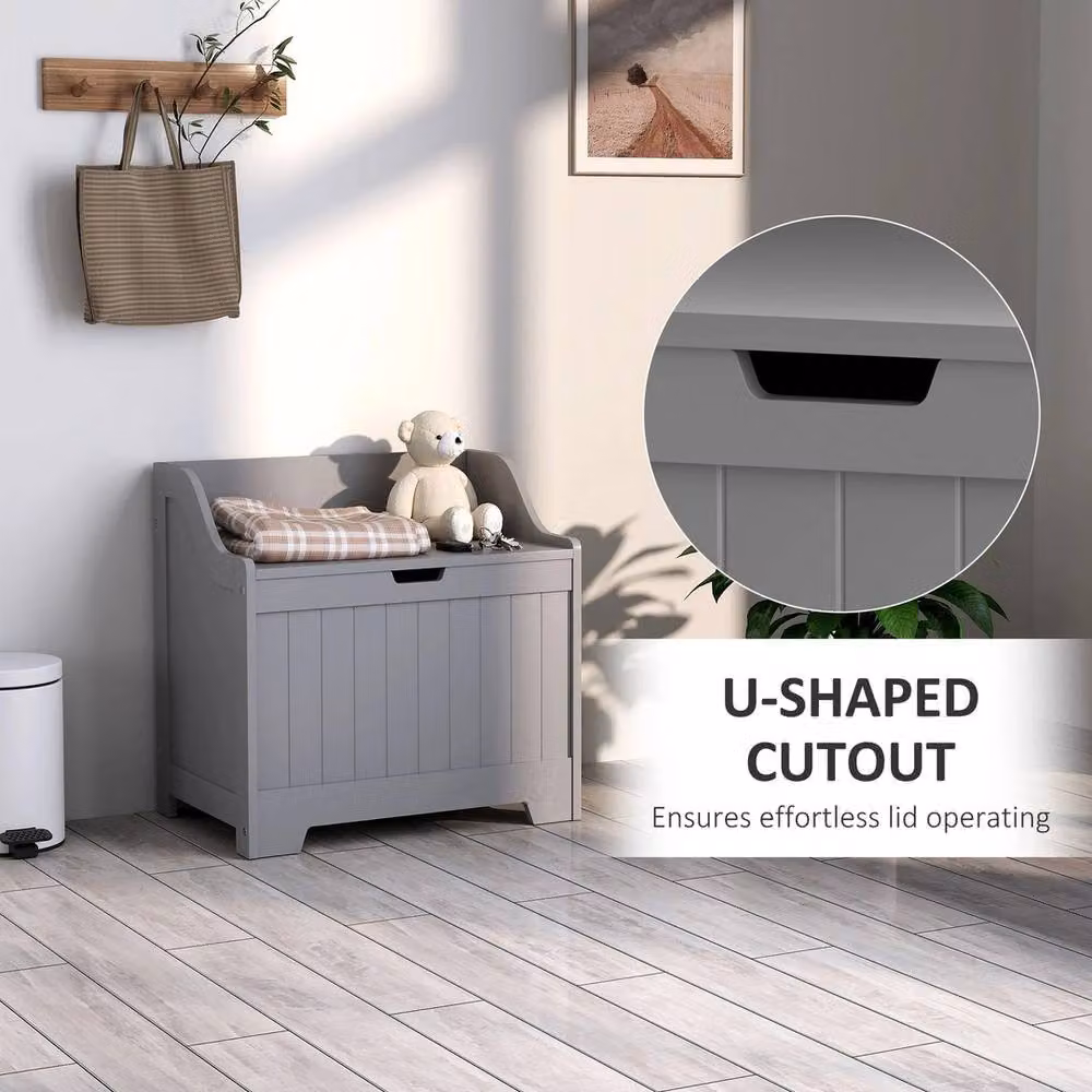 NESTLUNE Grey Storage Trunk with Soft-Close Safety Hinge for your Living Room, W: 100 cm, D: 15 cm, H: 15 cm – 2