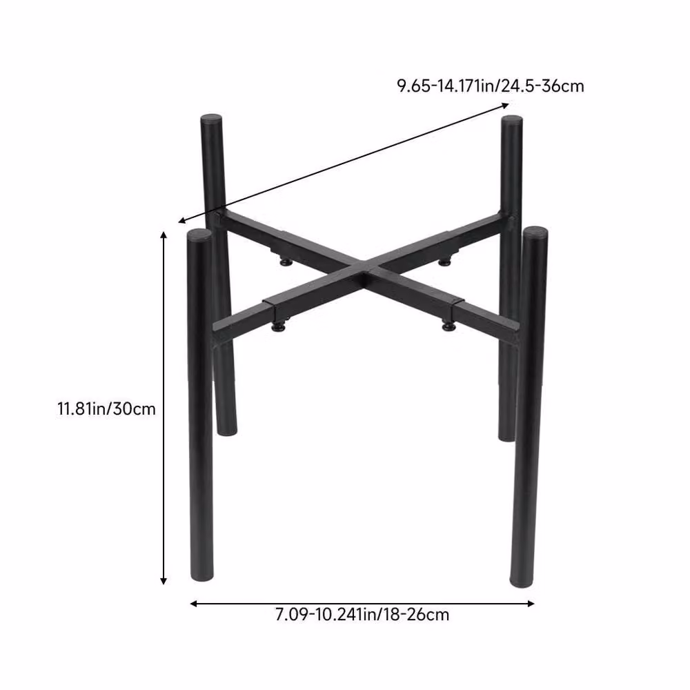 KORVIXA Adjustable Metal Flower Pot Plant Stand in Black – 2