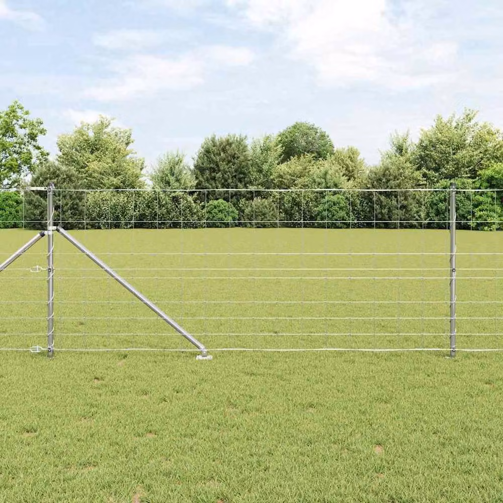 Berkfield Home Field Fence Galvanised Steel in Silver, 1 x 25 m – 2