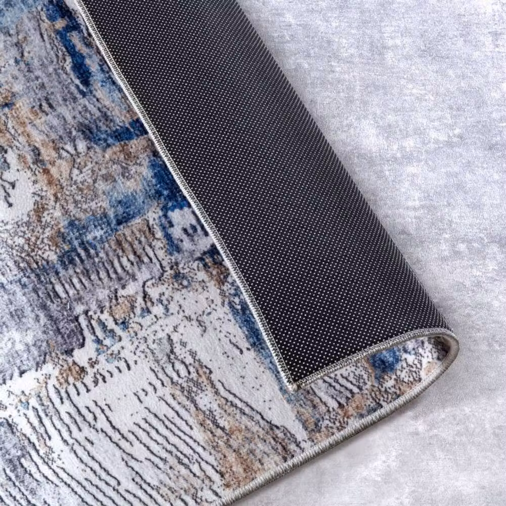 THE RUGS Imagination Malard Shortpile Abstract Modern Polyester Rug in Dark Blue, W: 160 cm, L: 230 cm – 2