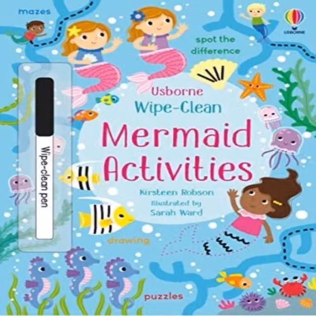 Usborne Publishing Ltd Kirsteen Robson Wipe-Clean Mermaid Activities Paperback Book in Multicolour