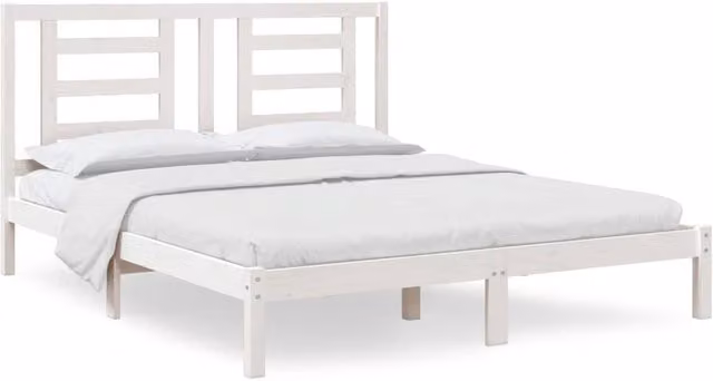 Berkfield Home White Solid Wood Pine Bed Frame W: 160 cm, D: 200 cm