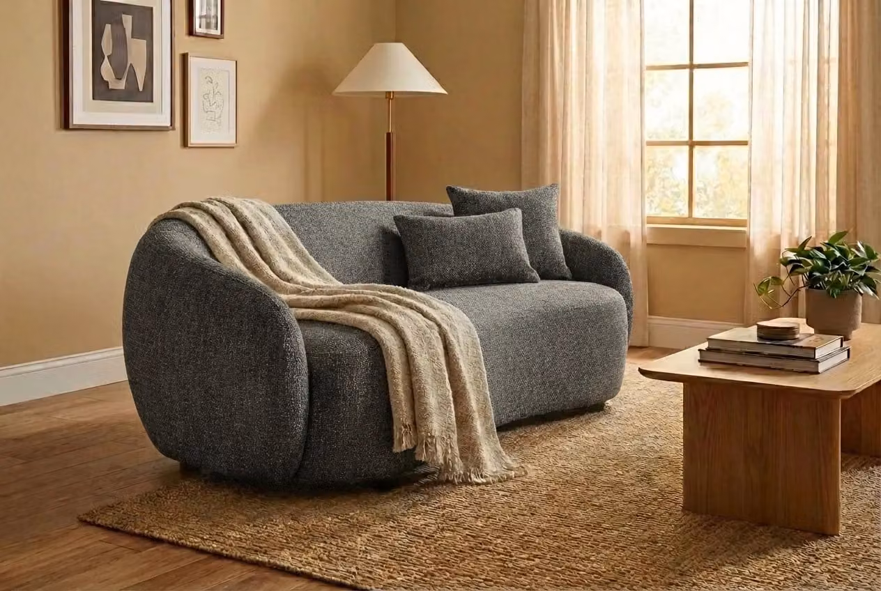 Araco Atelier Willow 3 Seater Upholstered Fabric Sofa in Grey