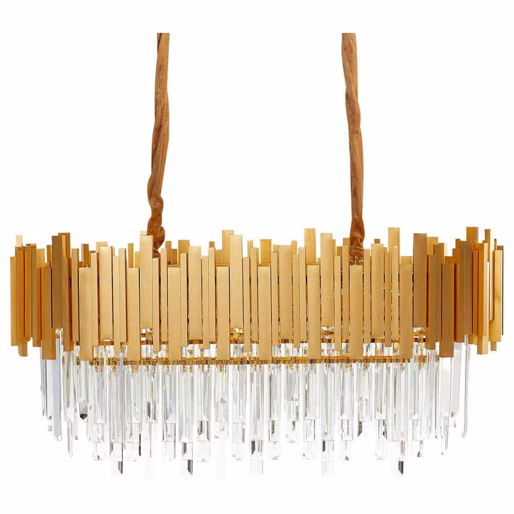 Wyld and Coco Gold Aluminium Chandelier with Glass Crystals and Height Adjustment – 2