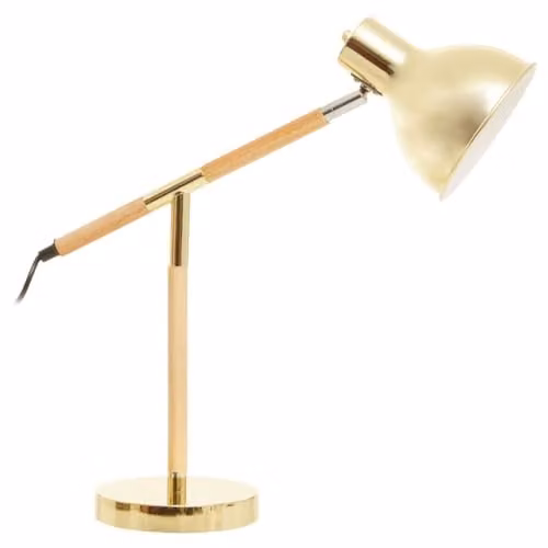 Premier Housewares Mid-Century Metal Table Lamp in Gold and Brass Finish, Height Adjustable Task Lamp for Home Office, W/D/H: 16 x 49 x 48 cm – 1
