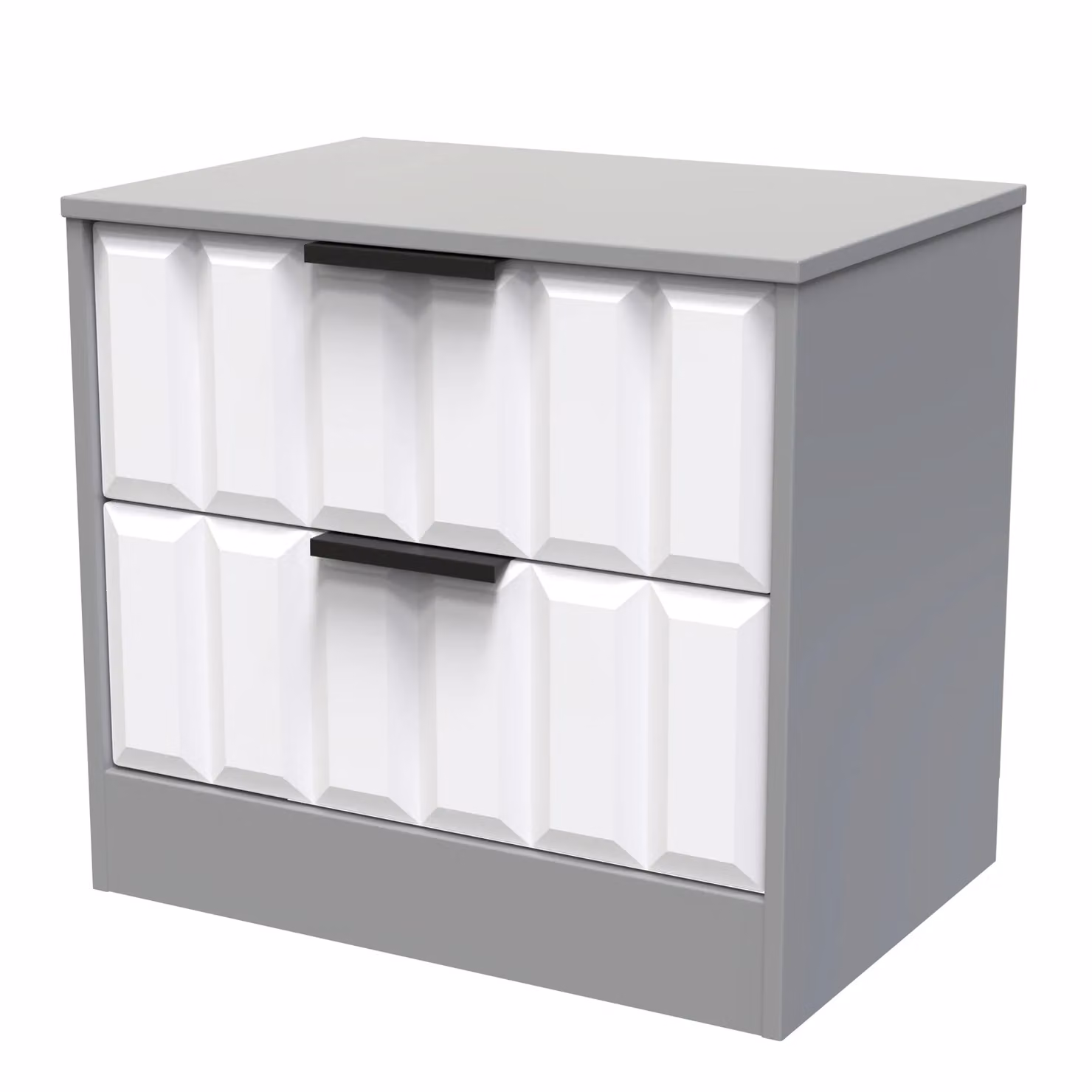Ready Assembled 2 U Seattle 2 Drawer Side Table in Mid Grey – 2
