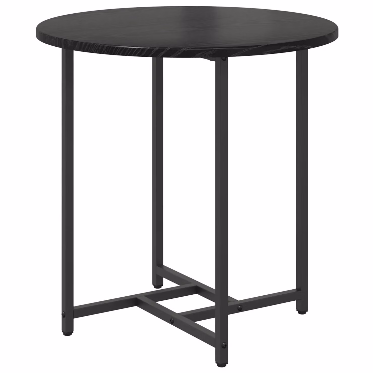 Berkfield Home Set of 2 Modern Round Nested Side Tables in Black Oak and Metal – 3
