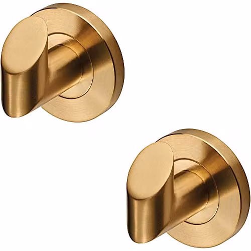 Loops 2 Pack Single Bathroom Robe Hook with Concealed Fix Rose in Satin PVD, Projection: 44.5 mm