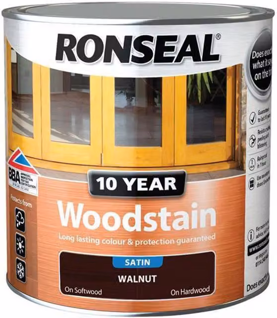 Ronseal 10 Year Woodstain in Walnut, Brown, 2.5 l