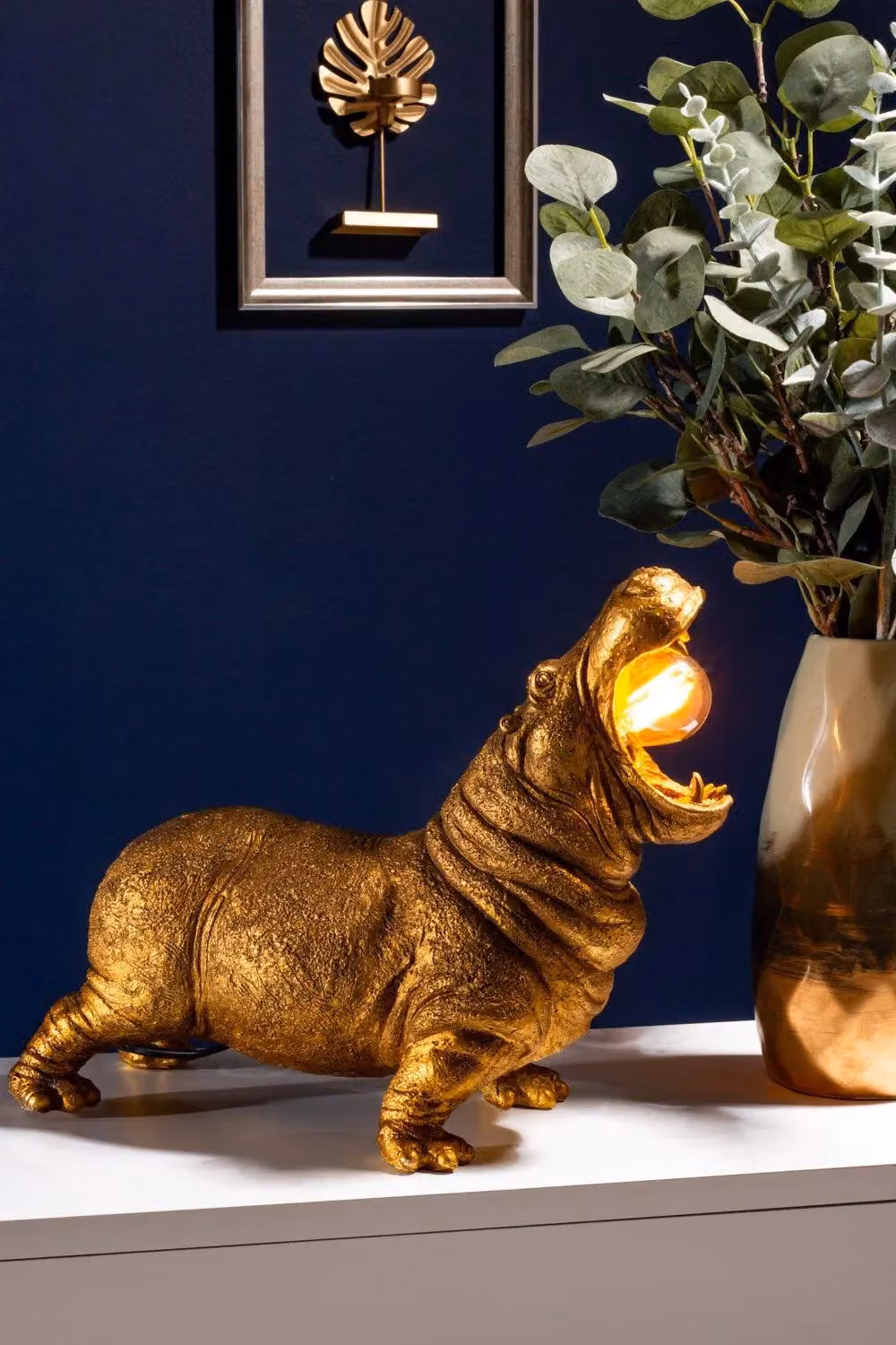 BHS Lighting Bernard Hippo Table Lamp in Gold and Transparent Glass – 2