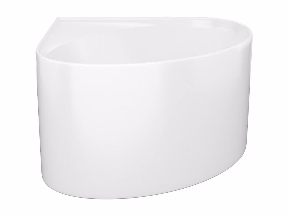 Vente-unique Reversible Corner Acrylic Bathtub with Apron, Gloss White, W/D/H: 100 x 100 x 58 cm – 2