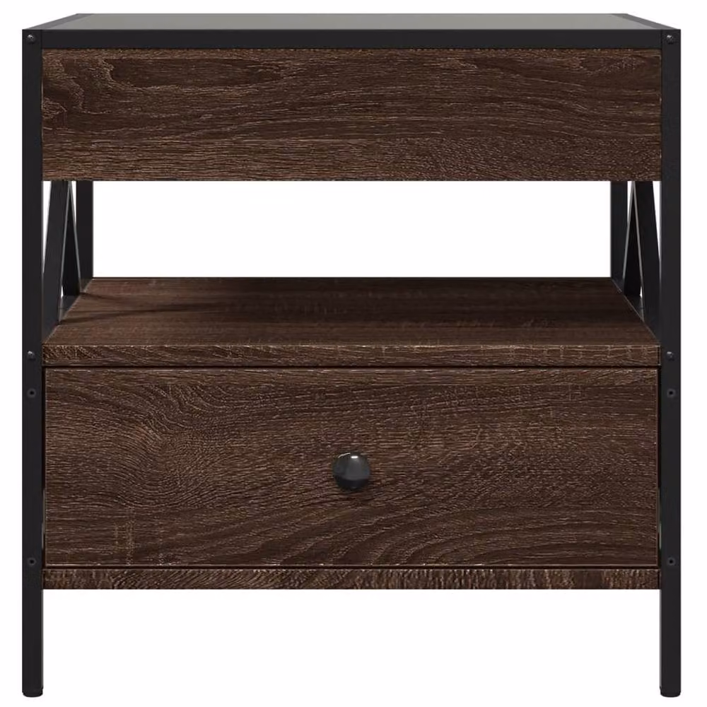Berkfield Home Infinity LED Decorative Coffee Table in Brown Oak, W/D/H: 50 x 50 x 51 cm – 3