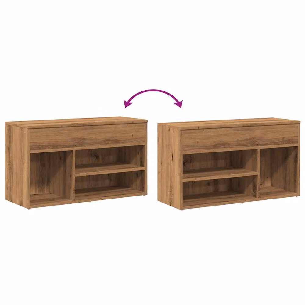 Berkfield Home Artisan Oak Shoe Bench in Brown, W/D/H: 80 x 30 x 45 cm – 5