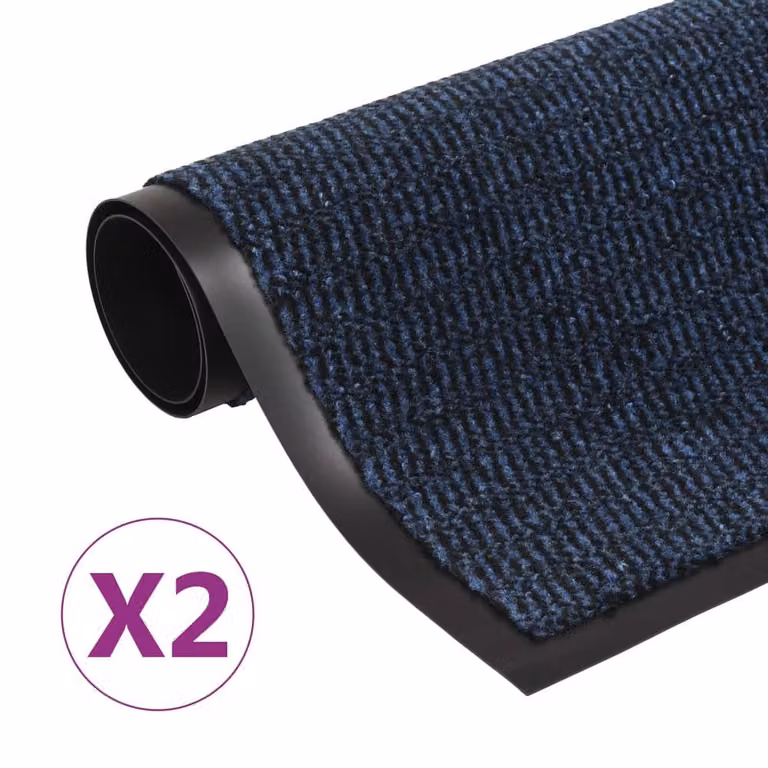 Berkfield Home Set of 2 Blue Rectangular Tufted Non-Slip Dust Control Mats, W: 120 cm, L: 180 cm