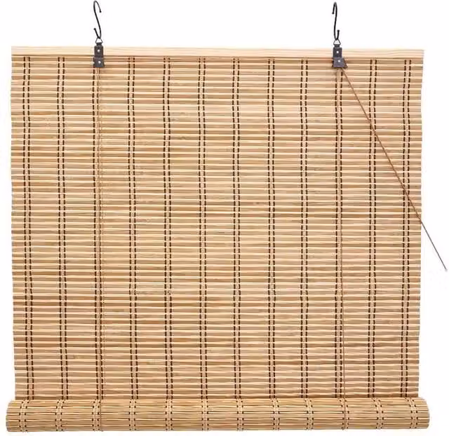 PAWNORA Bamboo Door Curtain in Beige, W: 90 cm, H: 150 cm